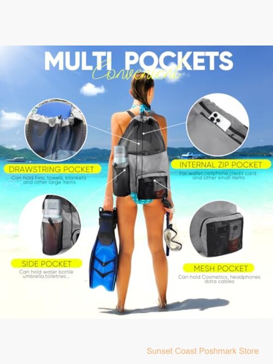 Mesh Beach Bag Waterproof Gym Bag Large Pool Swimming Gear main image 4